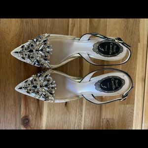 COPY - Rene Caovilla jewel slingbacks in lace veneziana